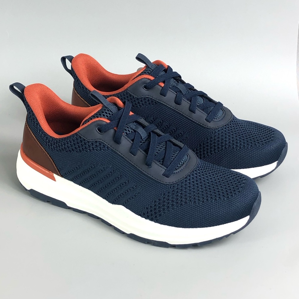 George Men's Navy and Orange Knit Athletic Sneakers Size 10